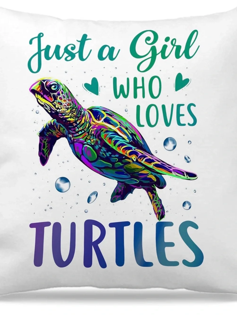 Turtle Throw Pillow Cover with Colorful Multicolor Turtle 🐢